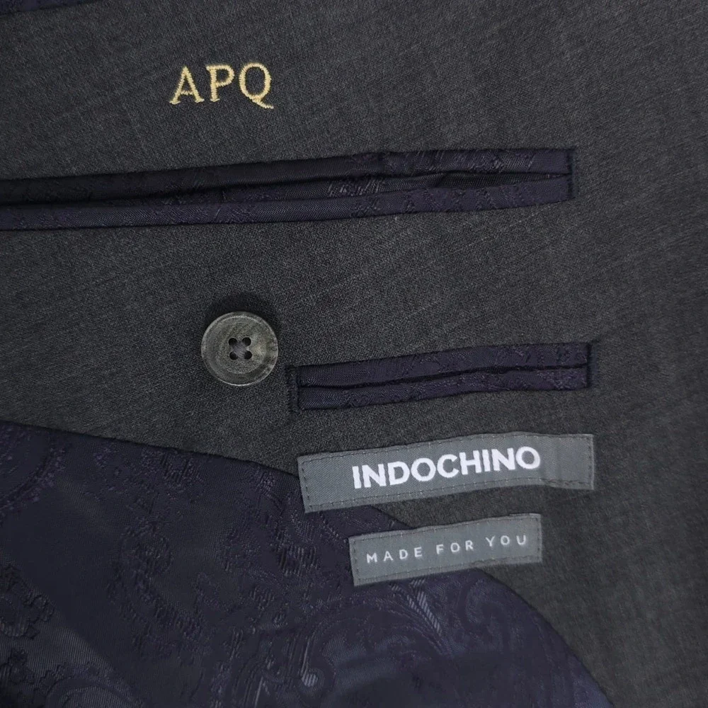 INDOCHINO New Men's Blazer Sport Coat LARGE Gray Wool Made for you APQ Jacket 52